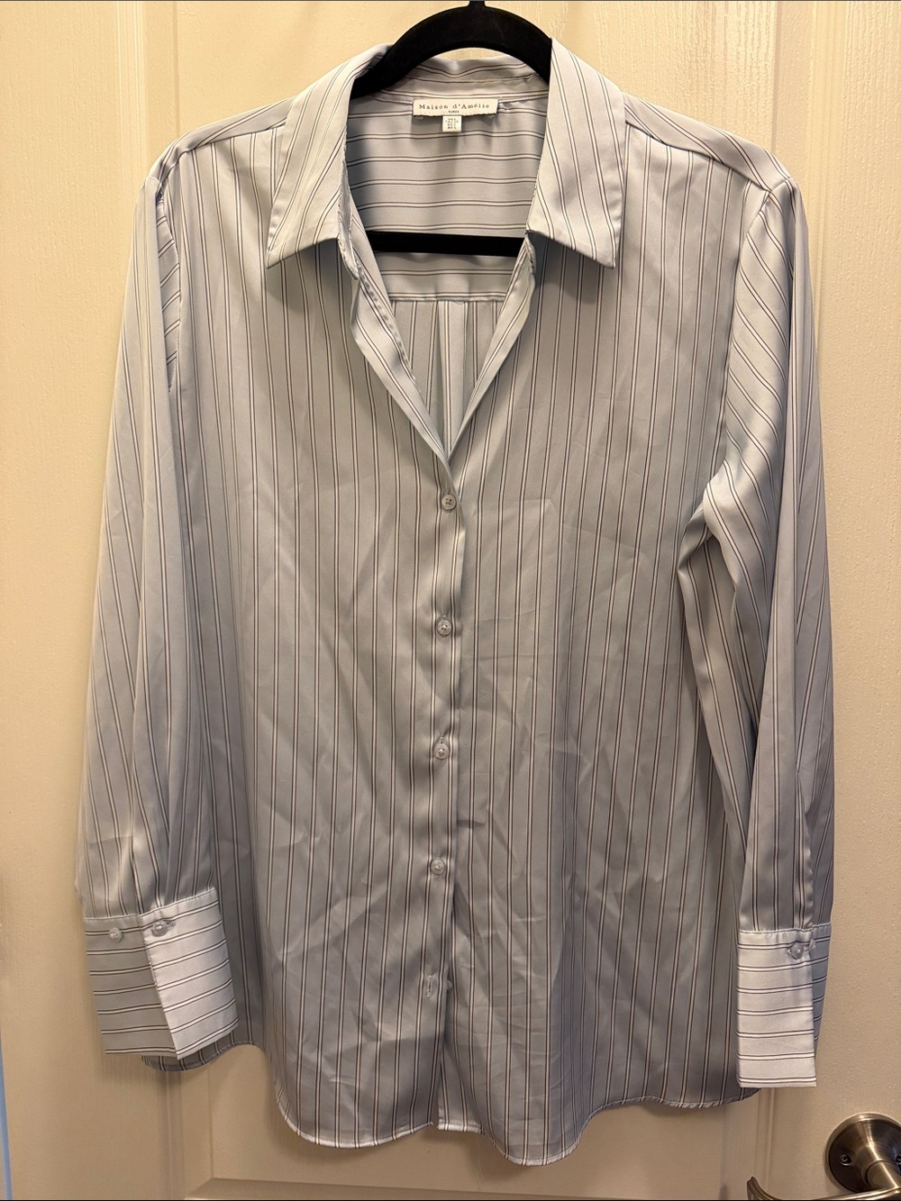 Maison d’Amelie Light Blue Pinstripe women’s Dress Shirt